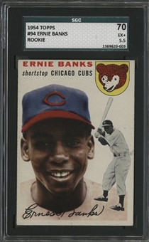 1954 Topps #94 Ernie Banks Rookie Card - SGC 70 EX+ 5.5